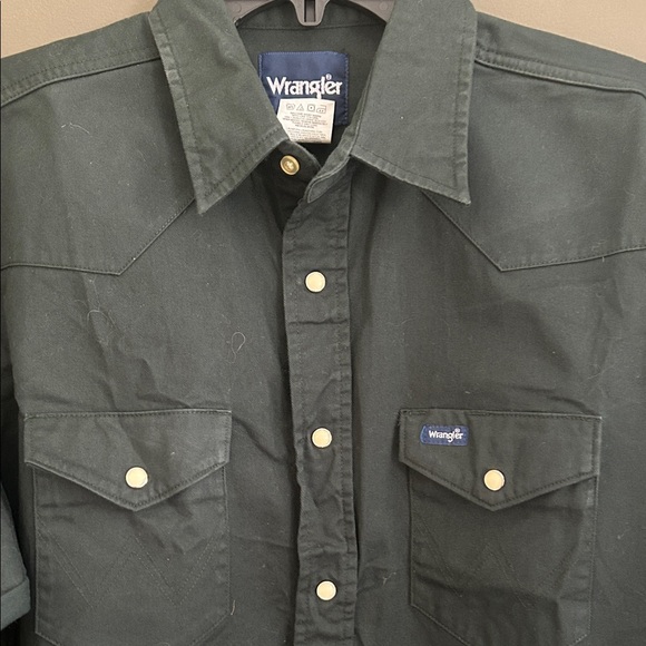 Wrangler Men's Button Down Shirt - Forest Green - Picture 4 of 6